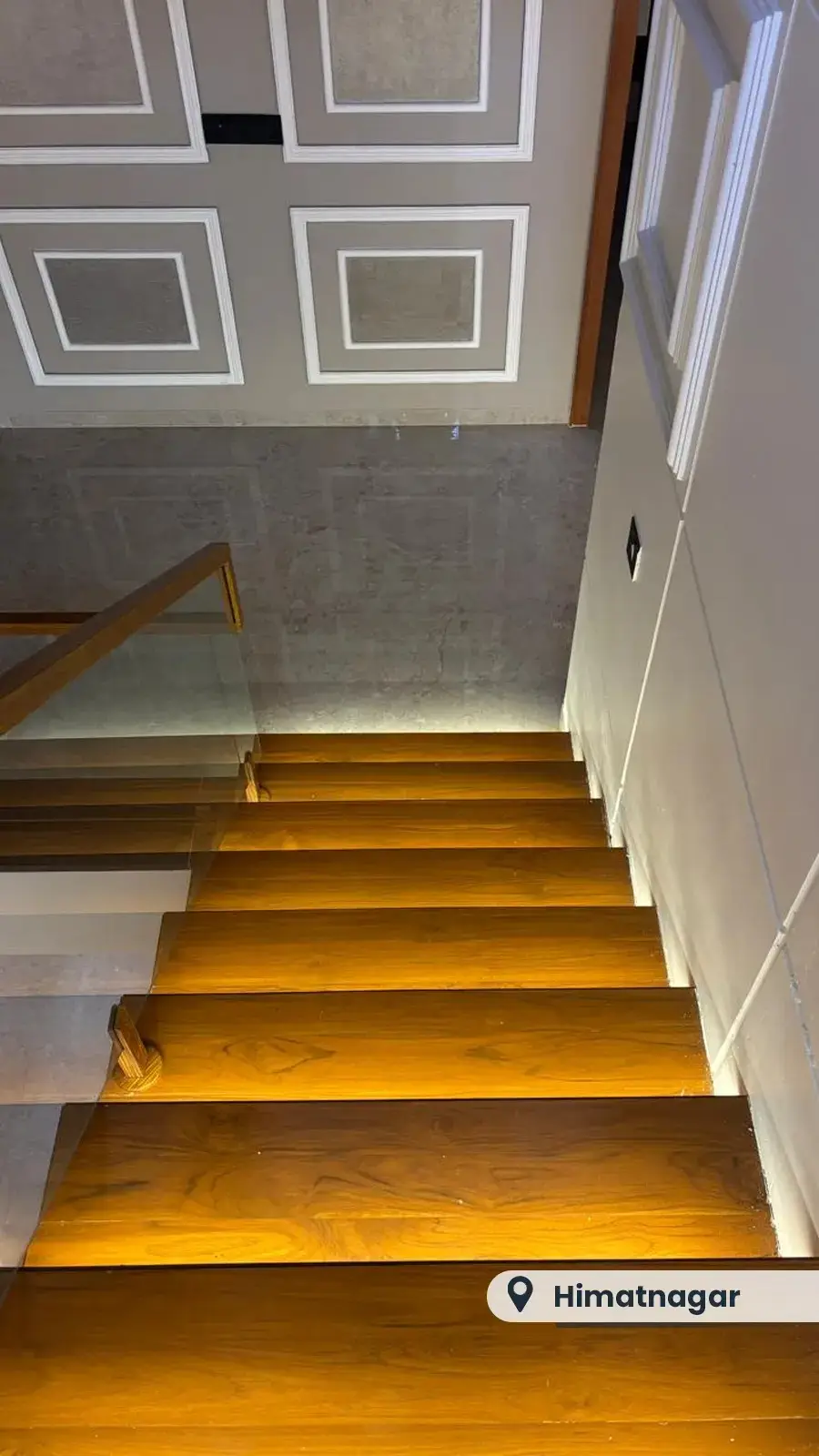 Teak staircase with lit risers, Himatnagar