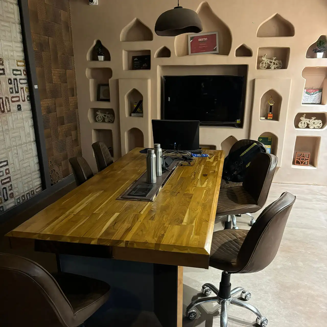 Conference table made from finger joint board